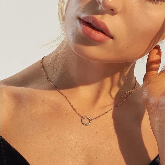 GOLD 14k Gold Plated Circle Chain Necklace - Picture 2 of 3